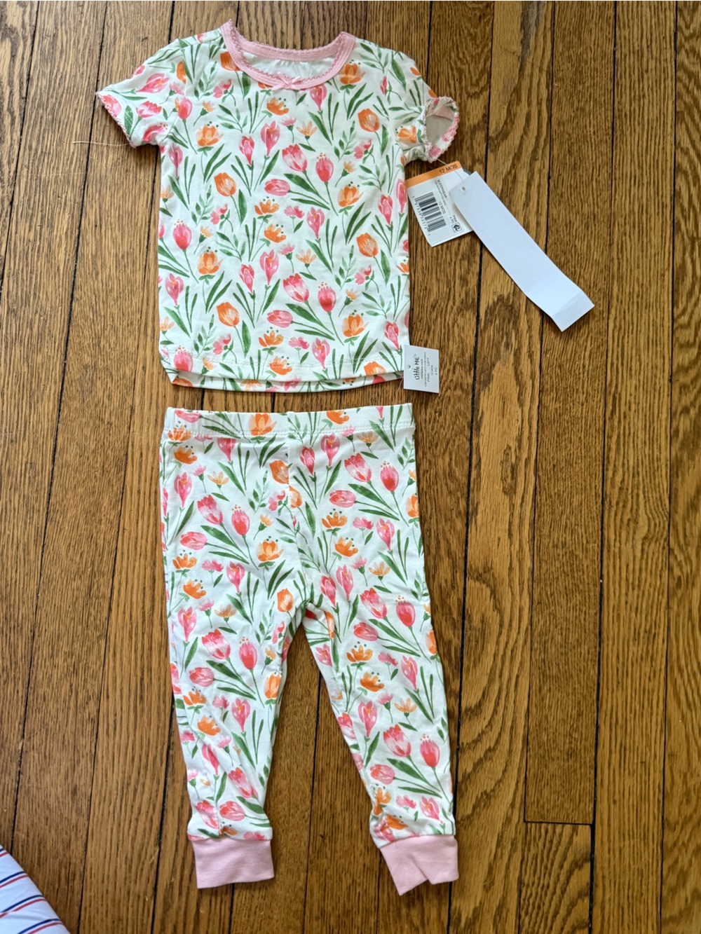 Little Me Pink and Green Tulip Pajama Set - Size 12 Months - NWT